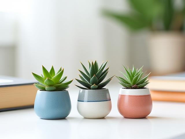 Colección Mini Suculentas en Vasos de Cerámica